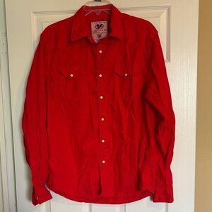 Cactus men’s red western long sleeve pearl snap shirt size medium